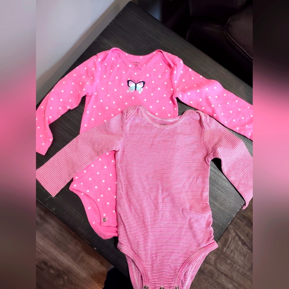 Two Carter's Long Sleeve Shirts with Snaps